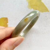 54.3mm A-Grade Natural Green and Yellow Jadeite Modern Round Bangle No.330036