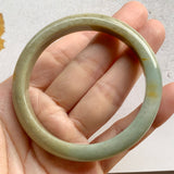 SOLD OUT: 54.3mm A-Grade Natural Green and Yellow Jadeite Modern Round Bangle No.330036