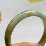 SOLD OUT: 54.3mm A-Grade Natural Green and Yellow Jadeite Modern Round Bangle No.330036