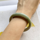 SOLD OUT: 54.3mm A-Grade Natural Green and Yellow Jadeite Modern Round Bangle No.330036