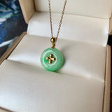 A-Grade Moss On Snow Jadeite Bespoke Donut Pendant (Lilac Flower) No.171888