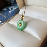 A-Grade Moss On Snow Jadeite Bespoke Donut Pendant (Lilac Flower) No.171888