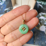 A-Grade Moss On Snow Jadeite Bespoke Donut Pendant (Lilac Flower) No.171888