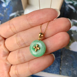 A-Grade Moss On Snow Jadeite Bespoke Donut Pendant (Lilac Flower) No.171888