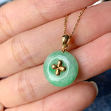 A-Grade Moss On Snow Jadeite Bespoke Donut Pendant (Lilac Flower) No.171888