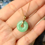A-Grade Moss On Snow Jadeite Bespoke Donut Pendant (Lilac Flower) No.171888