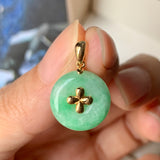 A-Grade Moss On Snow Jadeite Bespoke Donut Pendant (Lilac Flower) No.171888