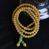 5.4mm A-Grade Type A Natural Golden Yellow Jadeite Jade Beaded Bracelet/ Necklace No.190116