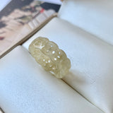 SOLD OUT: 17.4mm A-Grade Natural Yellow Jadeite Ring Band No.161796