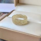 SOLD OUT: 17.4mm A-Grade Natural Yellow Jadeite Ring Band No.161796