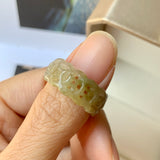 SOLD OUT: 17.5mm A-Grade Natural Light Yellow Jadeite Ring Band No.161809