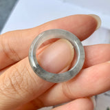 17.9mm A-Grade Natural Greyish Green Jadeite Ring Band No.162255