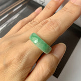 19.1mm A-Grade Natural Imperial Green Jadeite Ring Band No.162252