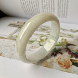 55.6mm A-Grade Natural White Jadeite Modern Round Bangle No.151948