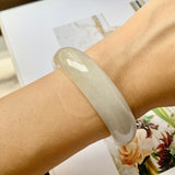 55.6mm A-Grade Natural White Jadeite Modern Round Bangle No.151948