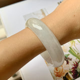 55.6mm A-Grade Natural White Jadeite Modern Round Bangle No.151948