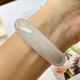 55.6mm A-Grade Natural White Jadeite Modern Round Bangle No.151948