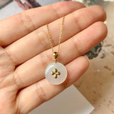 SOLD OUT: A-Grade White Jadeite Bespoke Donut Pendant (Lilac Flower) No.171900