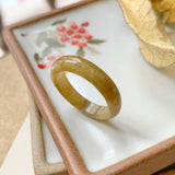 SOLD OUT - 16.7mm A-Grade Natural Yellow Jadeite Abacus Ring Band No.161862