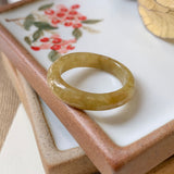 SOLD OUT - 16.7mm A-Grade Natural Yellow Jadeite Abacus Ring Band No.161862