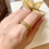 SOLD OUT - 16.7mm A-Grade Natural Yellow Jadeite Abacus Ring Band No.161862