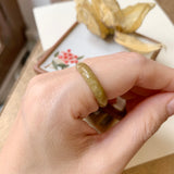 SOLD OUT - 16.7mm A-Grade Natural Yellow Jadeite Abacus Ring Band No.161862