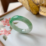 SOLD OUT: 15.9mm A-Grade Natural Moss on Snow Jadeite Abacus Ring Band No.161528