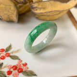 SOLD OUT: 15.9mm A-Grade Natural Moss on Snow Jadeite Abacus Ring Band No.161528