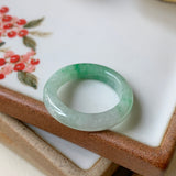 SOLD OUT: 15.9mm A-Grade Natural Moss on Snow Jadeite Abacus Ring Band No.161528