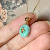 SOLD OUT - A-Grade Moss On Snow Jadeite Bespoke Donut Pendant (Lilac Flower) No.171902