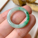 SOLD OUT: 15.9mm A-Grade Natural Moss on Snow Jadeite Abacus Ring Band No.161528