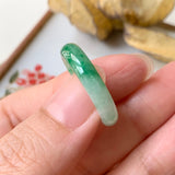 SOLD OUT: 15.9mm A-Grade Natural Moss on Snow Jadeite Abacus Ring Band No.161528