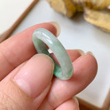 SOLD OUT: 15.9mm A-Grade Natural Moss on Snow Jadeite Abacus Ring Band No.161528