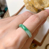 SOLD OUT: 15.9mm A-Grade Natural Moss on Snow Jadeite Abacus Ring Band No.161528