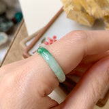 SOLD OUT: 15.9mm A-Grade Natural Moss on Snow Jadeite Abacus Ring Band No.161528