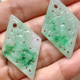 A-Grade Natural Moss On Snow Jadeite Earring Pair No.180194