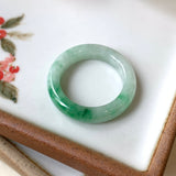 SOLD OUT: 15.9mm A-Grade Natural Moss on Snow Jadeite Abacus Ring Band No.161528