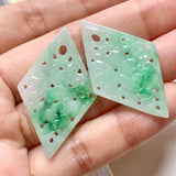 A-Grade Natural Moss On Snow Jadeite Earring Pair No.180194