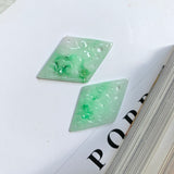 A-Grade Natural Moss On Snow Jadeite Earring Pair No.180194