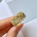 18.7mm A-Grade Natural Yellow Jadeite Money Ring Band No.161350