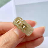 18.7mm A-Grade Natural Yellow Jadeite Money Ring Band No.161350