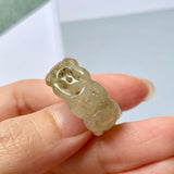 18.7mm A-Grade Natural Yellow Jadeite Money Ring Band No.161350