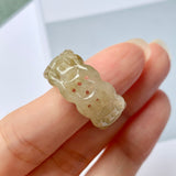 18.7mm A-Grade Natural Yellow Jadeite Money Ring Band No.161350