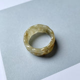 18.7mm A-Grade Natural Yellow Jadeite Money Ring Band No.161350