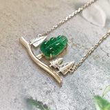 SOLD OUT - A-Grade Natural Jadeite Bespoke Pine Tree Pendant (18K White Gold) No.190265