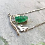 SOLD OUT - A-Grade Natural Jadeite Bespoke Pine Tree Pendant (18K White Gold) No.190265