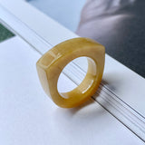 16.1mm A-Grade Natural Yellow Jadeite Saddle Loaf Ring Band No.162263