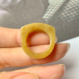 16.1mm A-Grade Natural Yellow Jadeite Saddle Loaf Ring Band No.162263