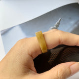 16.1mm A-Grade Natural Yellow Jadeite Saddle Loaf Ring Band No.162263
