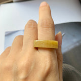16.1mm A-Grade Natural Yellow Jadeite Saddle Loaf Ring Band No.162263